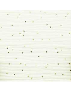 Tissu double gaze de coton mini pois dorés - Écru 2