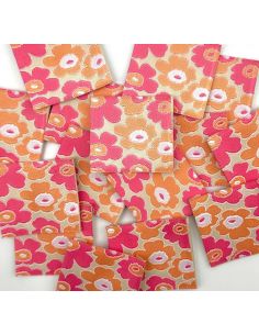 Lot de 5 étiquettes tissées à coudre Fleurs vintage