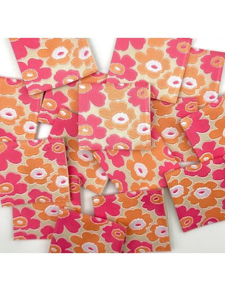 Lot de 5 étiquettes tissées à coudre Fleurs vintage