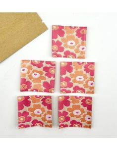 Lot de 5 étiquettes tissées à coudre Fleurs vintage 2