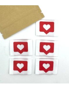 Lot de 5 étiquettes tissées à coudre Like rouge 2
