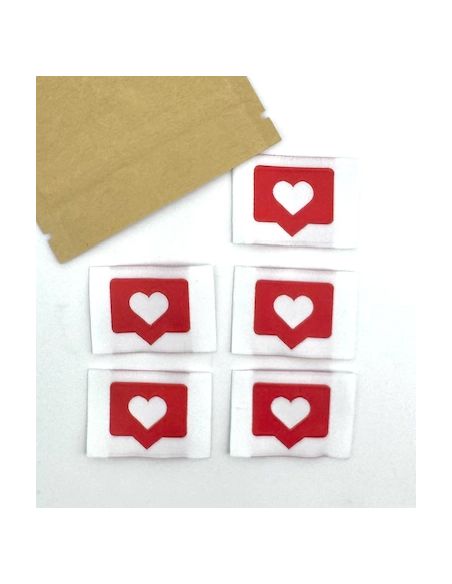 Lot de 5 étiquettes tissées à coudre Like rouge