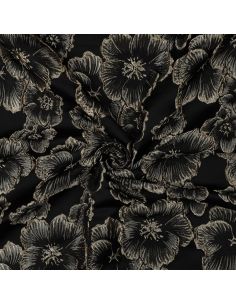 Tissu jacquard - Fleurs noires