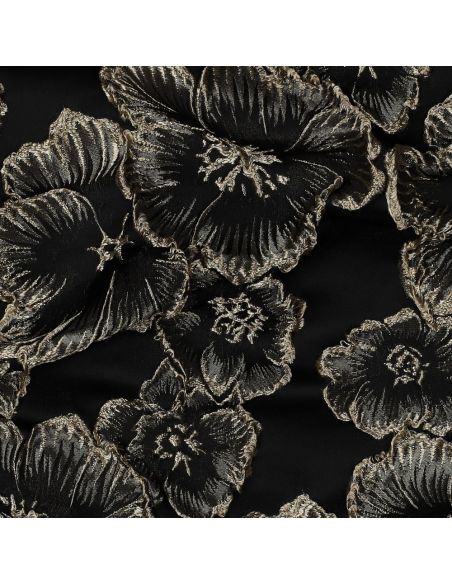 Tissu jacquard - Fleurs noires