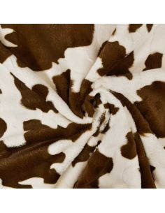 Tissu fausse fourrure animal - Vache tâches marron