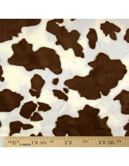 Tissu fausse fourrure animal - Vache tâches marron
