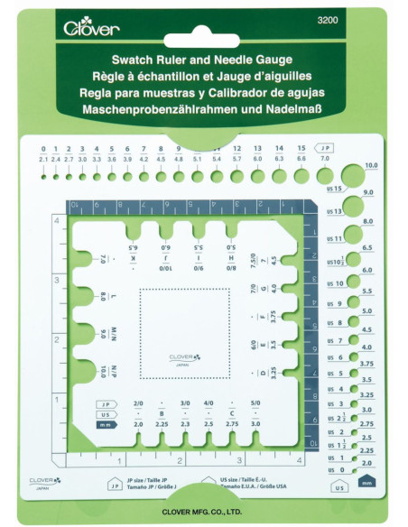 Règle à échantillons et jauge d´aiguilles