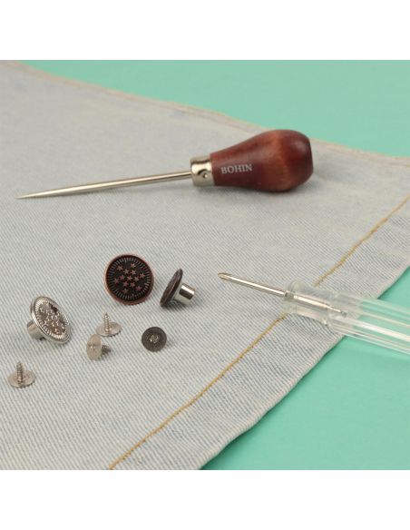 Boite de 4 boutons jeans à visser 17 mm bronze Bohin