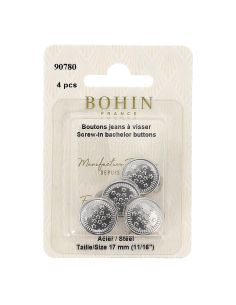 Boite de 4 boutons jeans à visser 17 mm argent Bohin