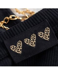 Lot de 5 étiquettes tissées à coudre - 3 coeurs léopard 2