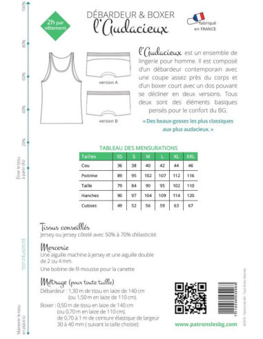 Patron de boxer et débardeur pour homme L´Audacieux - Les BG