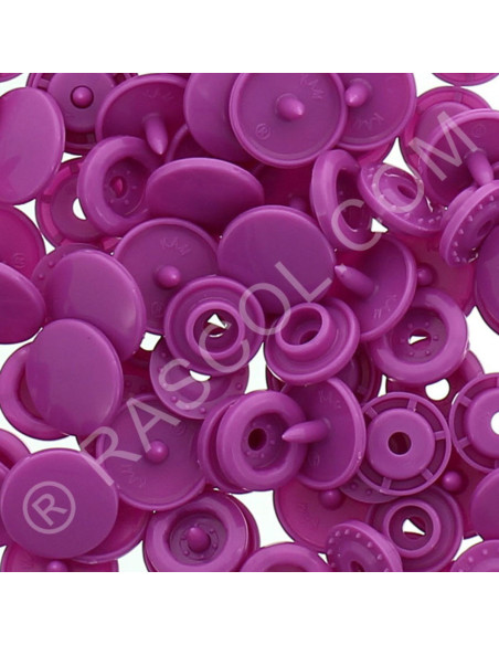 Sachet de 25 pressions résine KAM ronds - Violet pourpre