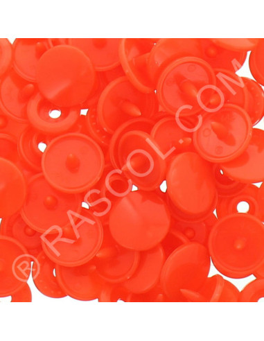 Sachet de 25 pressions résine KAM ronds - Orange fluo