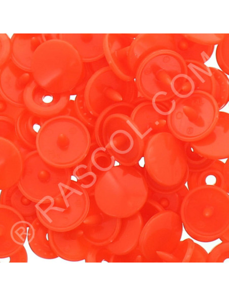Sachet de 25 pressions résine KAM ronds - Orange fluo