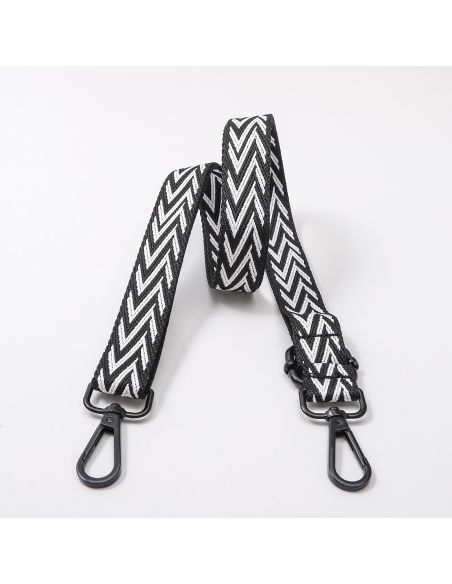 Sangle de sac chevrons avec mousquetons - Noire