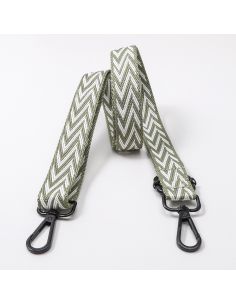 Sangle de sac chevrons avec mousquetons - Vert olive