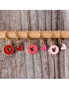 Lot de 6 anneaux marqueurs de maille - Petits coeurs 2