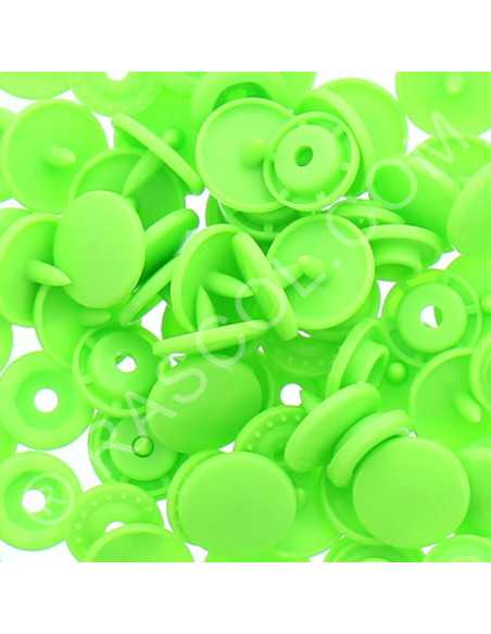 Sachet de 25 pressions résine KAM ronds - Vert fluo