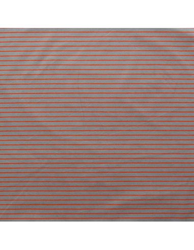 Tissu jersey gratté rayures fines - Gris moyen et orange vif