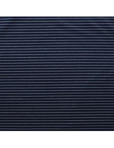 Tissu jersey gratté rayures fines - Bleu marine et gris 2