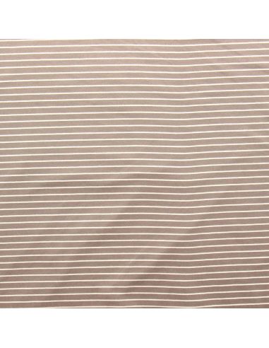Tissu jersey gratté rayures fines - Beige et écru