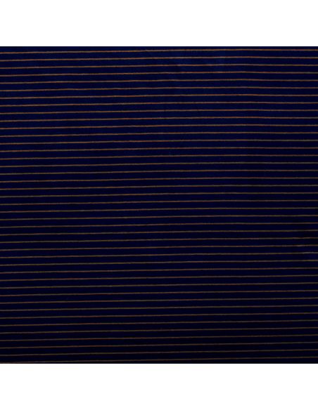 Tissu jersey gratté rayures fines - Bleu marine et marron
