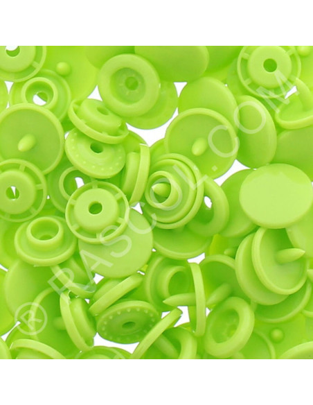 Sachet de 25 pressions résine KAM ronds - Vert pomme