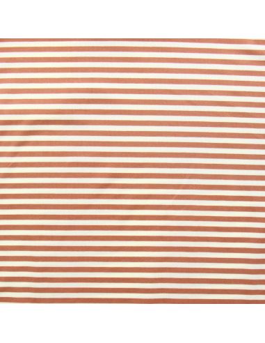 Tissu jersey gratté rayures larges - Bois de rose et écru