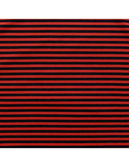 Tissu jersey gratté rayures larges - Rouge et noir