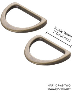 Set de 2 anneaux en D passant 25 mm laiton antique 2