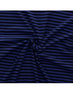 Tissu jersey gratté rayures larges - Bleu électrique et noir