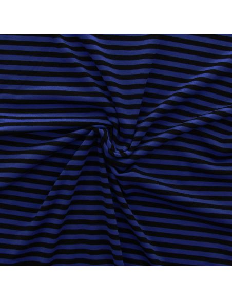 Tissu jersey gratté rayures larges - Bleu électrique et noir