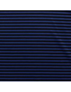 Tissu jersey gratté rayures larges - Bleu électrique et noir 2