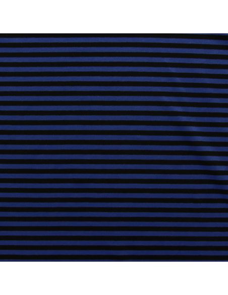 Tissu jersey gratté rayures larges - Bleu électrique et noir
