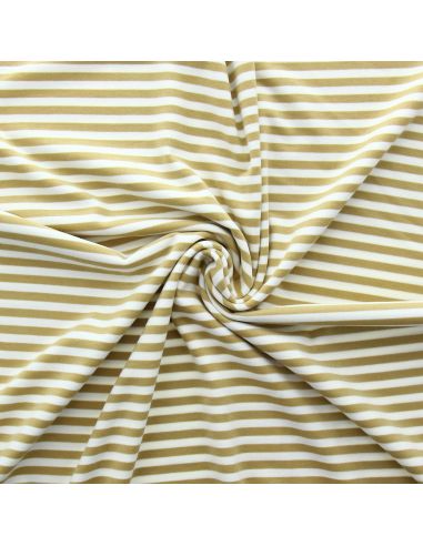 Tissu jersey gratté rayures larges - Beige et écru