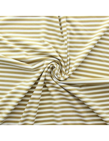 Tissu jersey gratté rayures larges - Beige et écru