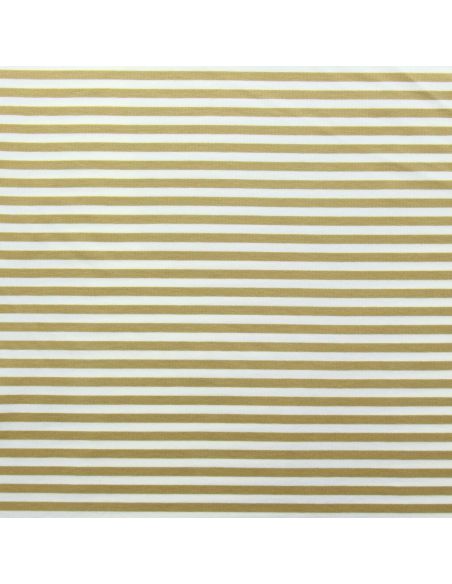 Tissu jersey gratté rayures larges - Beige et écru