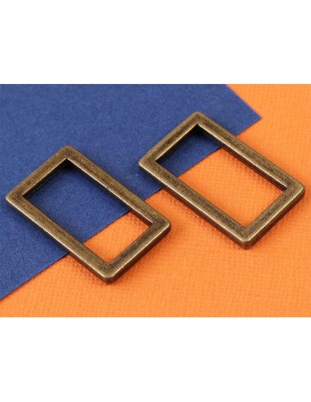 Set de 2 boucles rectangulaires 19 x 25 mm laiton antique