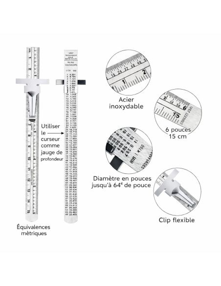 Réglet flexible en métal avec clip coulissant