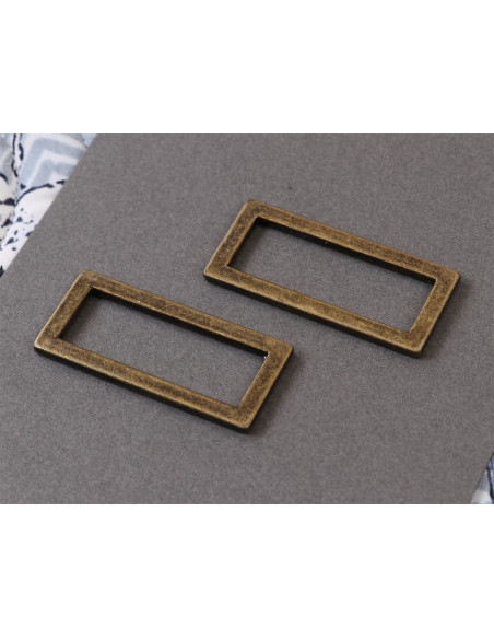 Set de 2 boucles rectangulaires 13 x 38 mm laiton antique