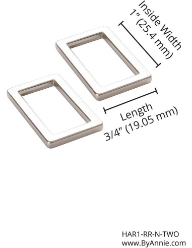 Set de 2 boucles rectangulaires 19 x 25 mm argent