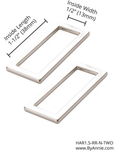 Set de 2 boucles rectangulaires 13 x 38 mm argent 2