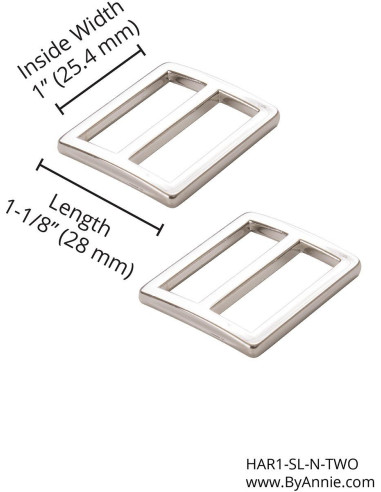 Set de 2 boucles coulissantes 28 x 25 mm argent