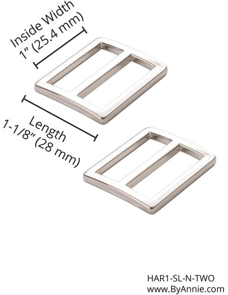 Set de 2 boucles coulissantes 28 x 25 mm argent