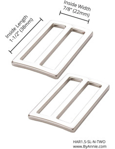 Set de 2 boucles coulissantes 22 x 38 mm argent 2