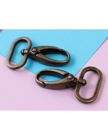 Set de 2 mousquetons passant 25 mm laiton antique