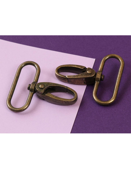 Set de 2 mousquetons passant 38 mm laiton antique