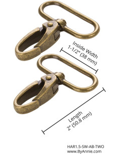 Set de 2 mousquetons passant 38 mm laiton antique 2