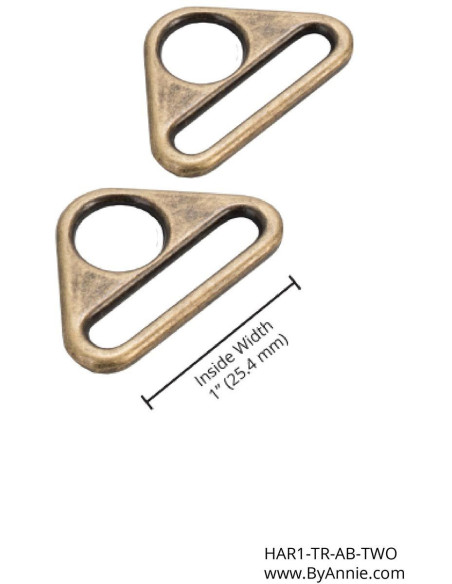 Set de 2 anneaux triangulaires passant 25 mm laiton antique