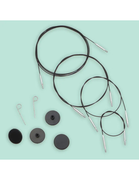 Câble pivotant Swivel Thin & Flex pour aiguilles KnitPro - Noir